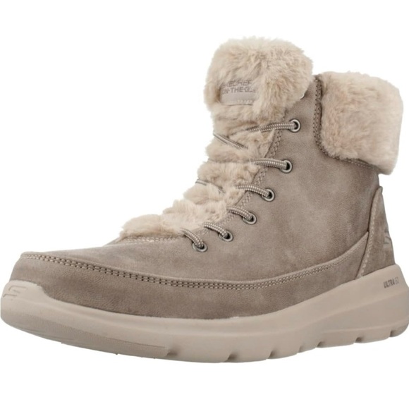 NWOB Skechers Women’s Glacial UltraAnkle Boot in Taupe Size 8 - Picture 1 of 8